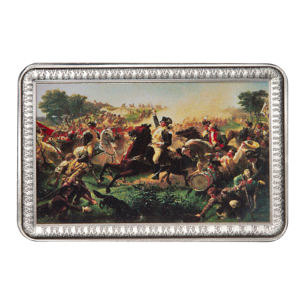 Washington Rallying the Troops at Monmouth by Emanuel Gottlieb Leutze, 2 oz Solid Silver Bar